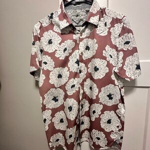Ted Baker London Brown and White Casual Button Down Shirt with Floral Design
